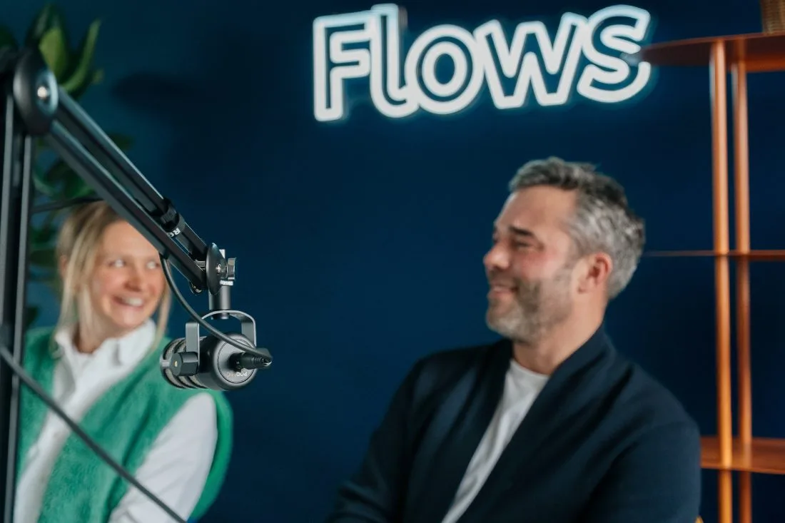 David Lécuyer et Margaux, co-fondateurs de Flows, en enregistrement podcast