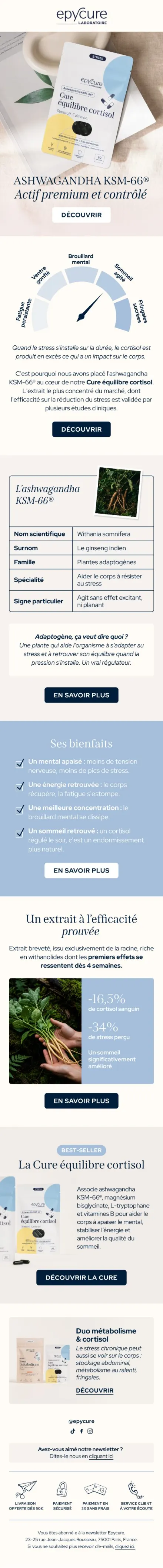 Campagne Epycure — Ashwagandha · focus produit
