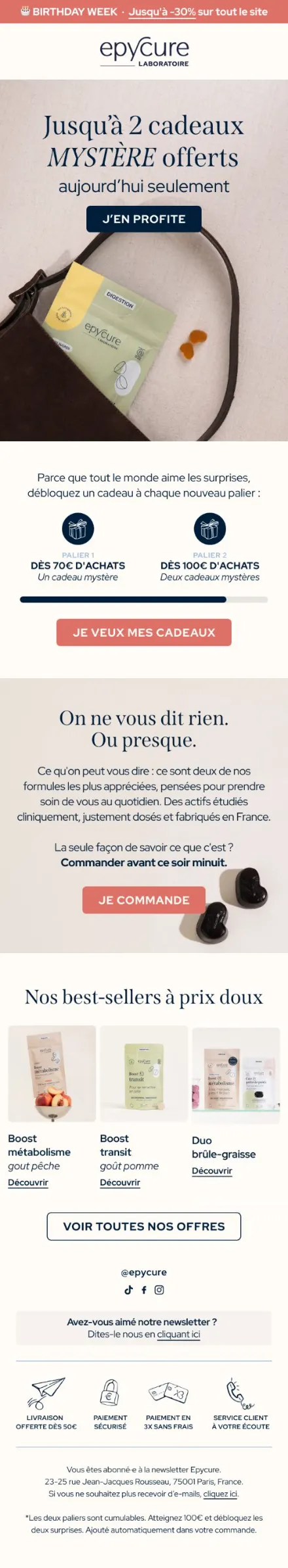 Campagne Epycure — Cadeau mystère