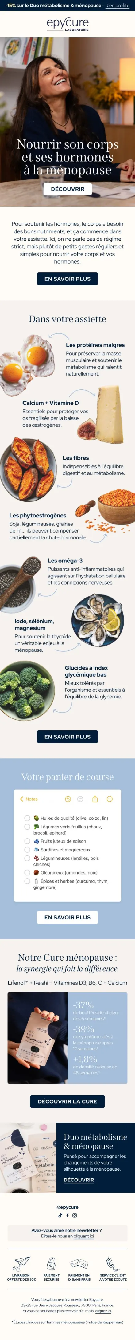 Campagne Epycure — Ménopause · éditorial