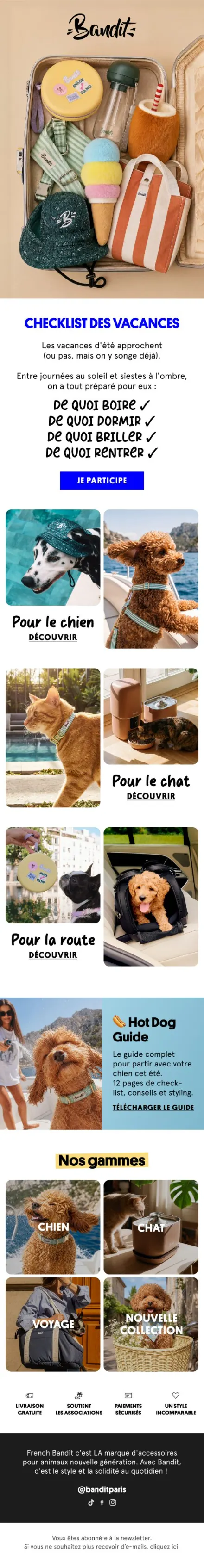Campagne Bandit — Checklist du départ en vacances