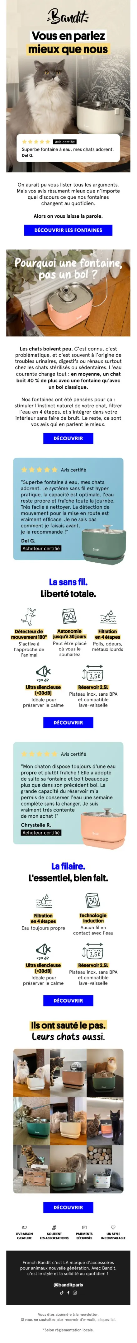 Campagne Bandit — Fontaines à eau, avis clients