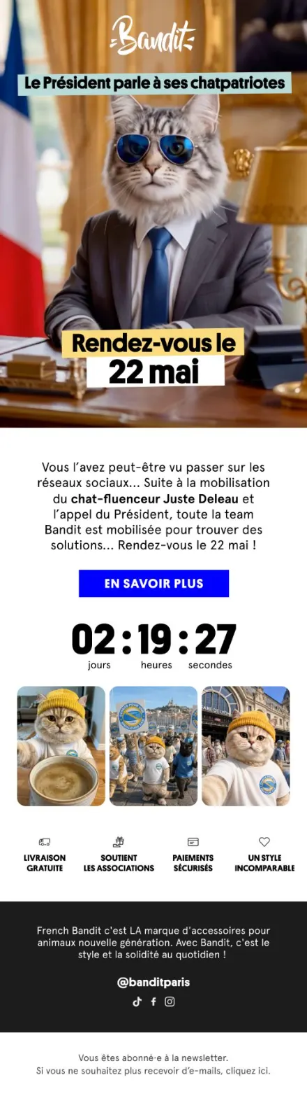 Campagne Bandit — Teasing du lancement des fontaines