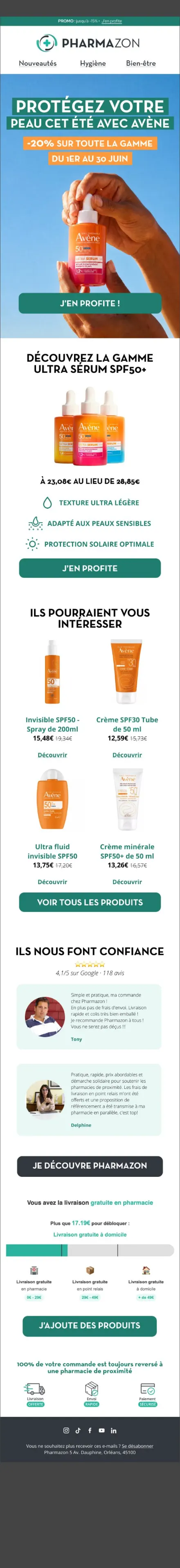 Campagne Pharmazon — Avène · offre solaire