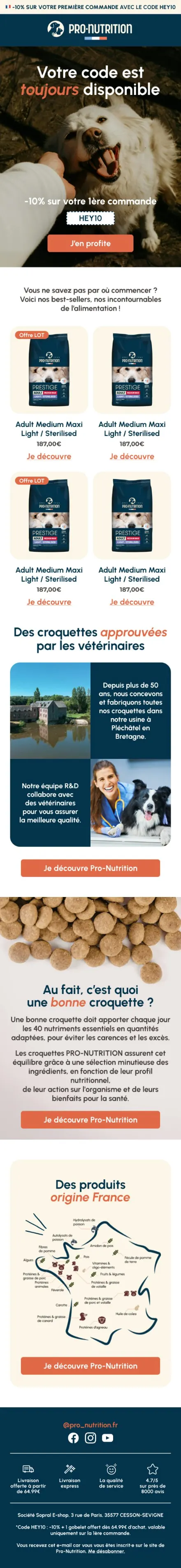 Campagne Pro-Nutrition — Best-sellers · code HEY10