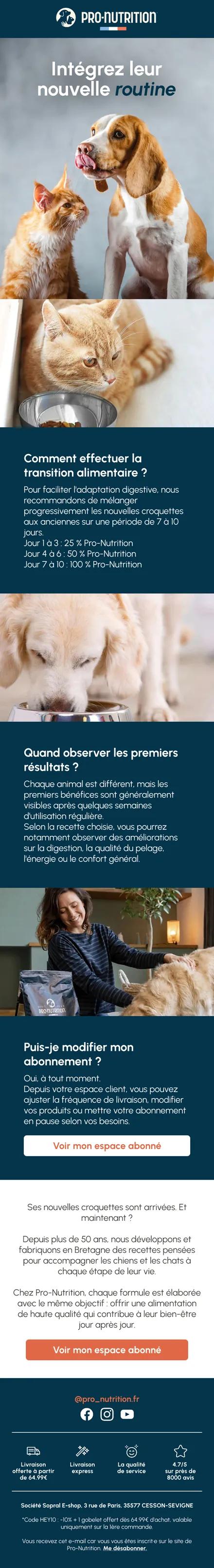 Flow abonnement Pro-Nutrition — accompagnement à J+5