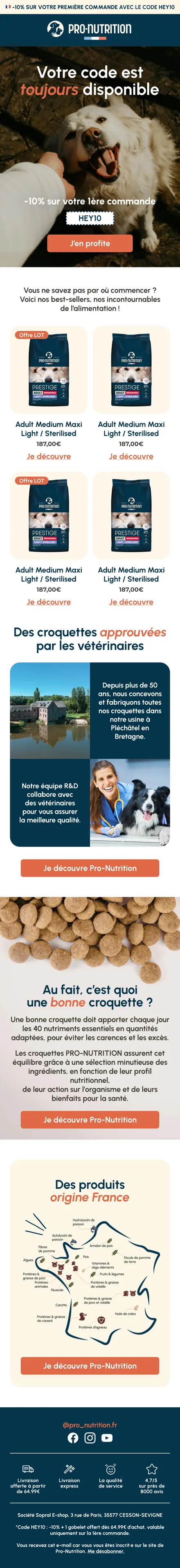 Flow de bienvenue Pro-Nutrition — deuxième email, conseils nutrition