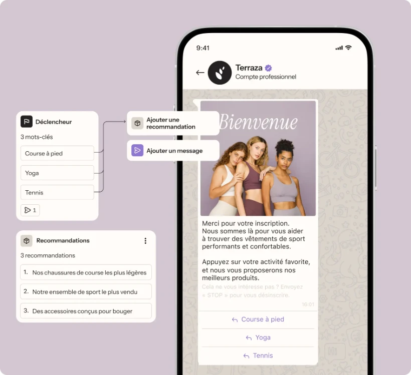Flow de bienvenue avec recommandations produits
