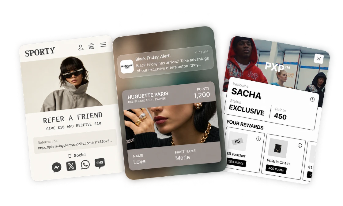 Loyoly — page parrainage, carte de fidélité en wallet avec notification push et espace récompenses