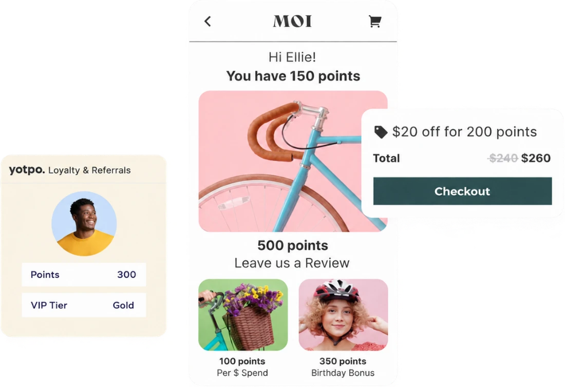 Yotpo Loyalty & Referrals — points, palier VIP, récompense au checkout et missions d'avis